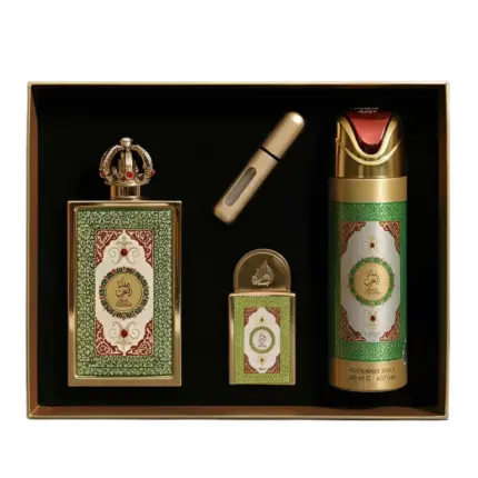 Queen of Arabia Lattafa Coffret Parfum Femme 100 ml + Format Voyage + Déodorant au maroc