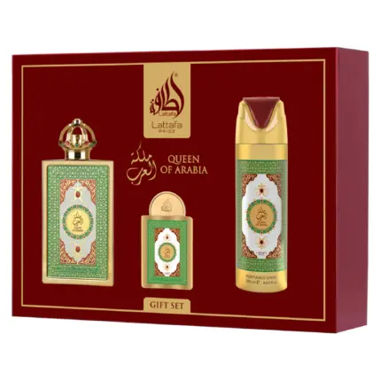 Coffret Queen of Arabia Lattafa Parfum Femme 100 ml + Format Voyage + Déodorant prix Maroc